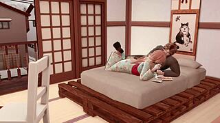 3D Japanese Couple Teases With Handjob And Cowgirl