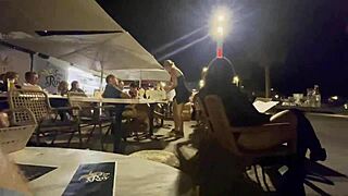 monika fox arrives naked at the restaurant for dinner then strolls through the city at night