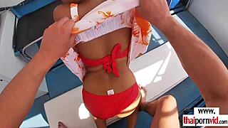 Thai girlfriend enjoys raw outdoor fuck with tattoos