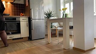 My mother-in-law's hot wet pussy banged hard in the kitchen. Her mature curves drove me wild!