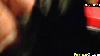 old urine drinker in blowbang eats cum after golden shower