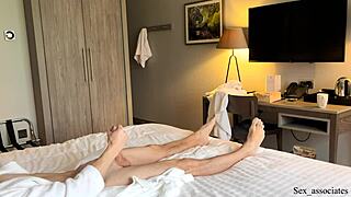 latina hotel maid helps me cum after public flash