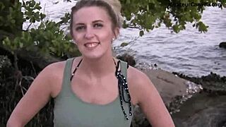 Flashing Teen 18+ Blonde Strips Bikini Boldly at Public Beach