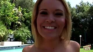 Kinky blonde PAWG spreads sunscreen, then deepthroats and takes deep anal thrusts with facial