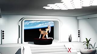 earth orbit sci-fi sex android plays with a hot young 18+ blonde