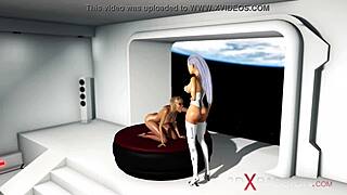 earth orbit sci-fi sex android plays with a hot young 18+ blonde
