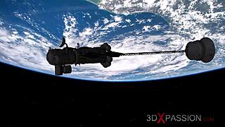 earth orbit sci-fi sex android plays with a hot young 18+ blonde