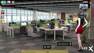 In this fashion business game, she spreads her legs and shows her pussy in episode 22.