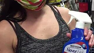 MILF flashes her ass under skirt at Home Depot in outdoor candid upskirt