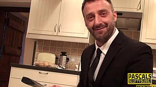 Does this chubby sub skank blow cock before getting bound and fucked?