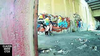 Wall On The Street Perfect For Hard Fat Couple Fucking