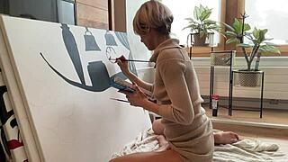 Pretty Slut Turns Studio Art Into a Wild Anal Party Scene. Everyone’s Watching Her Cute Ass!