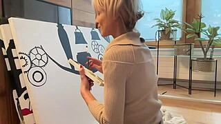 Pretty Slut Turns Studio Art Into a Wild Anal Party Scene. Everyone’s Watching Her Cute Ass!