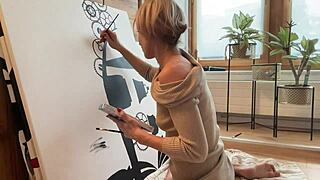 Pretty Slut Turns Studio Art Into a Wild Anal Party Scene. Everyone’s Watching Her Cute Ass!