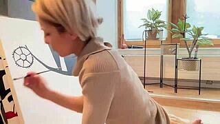 Pretty Slut Turns Studio Art Into a Wild Anal Party Scene. Everyone’s Watching Her Cute Ass!