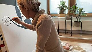 Pretty Slut Turns Studio Art Into a Wild Anal Party Scene. Everyone’s Watching Her Cute Ass!