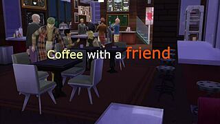 Guy Fucks Girl In Bathroom During Coffee With Friend