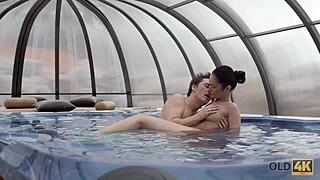 Angie Moon Swallows Cum from Old Lover