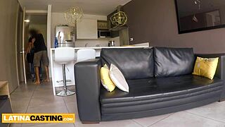 Latina lingerie model gets tight pussy pounded by huge cock in casting