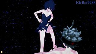 Noelle Silva and Secre Swallowtail in wild sex with Asta - Black Clover hentai!