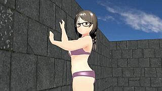 Kyo Animation Plump Girl Plays Tennis with Tits
