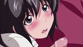 Beautiful anime girl gets a big cock in her mouth