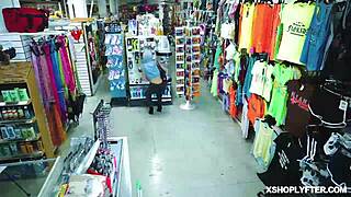 Watch Ashley Lane gag on the security officer's huge cock!