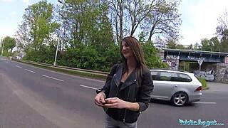 this public agent cowgirl is riding hard outdoors, wow