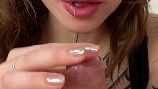 Canadian blonde gives deep rimjob and swallows cum.