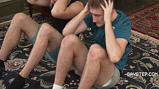 Post-Workout Gay Step Sibling Rivalry Explodes!