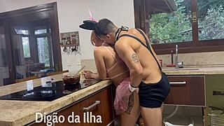 Devouring a Hot Bunny Redhead with Curves in the Kitchen