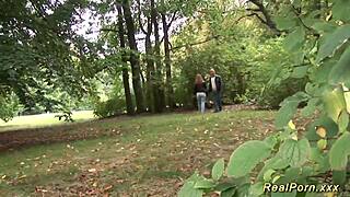 Busty German Milf Picked Up for Outdoor Sex with Big Cock