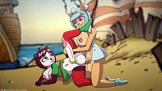 Adoro Ver Megumi e Yaya Panda Brincando com Suas Bundas Peludas no Anime