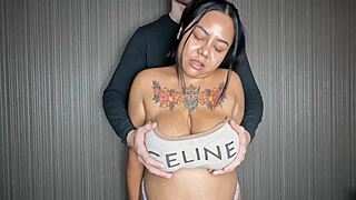 Lactating Asian Milf Breastfeeding with Handjob Cumshot