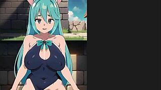 Ohh, my waifu Konosuba Aqua in standing sex creampie, young 18+ pov squirting h game.