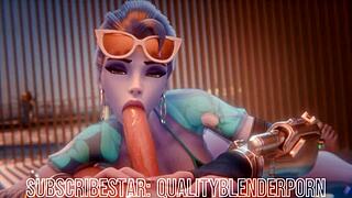 widow deepthroats big cock on beach and swallows cum