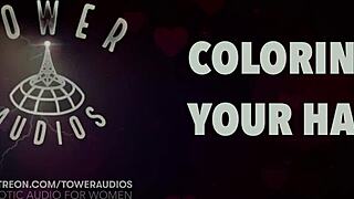 Listen to erotic audio for women with dirty talk while coloring hair.