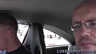 British Brunette Spitroasted in Gay Group Threesome