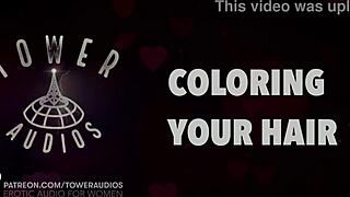 Listen to erotic audio for women with dirty talk while coloring hair.