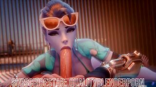 widow deepthroats big cock on beach and swallows cum