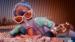 widow deepthroats big cock on beach and swallows cum