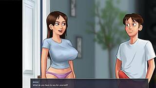 summertime saga - caught jerking by busty stepmom