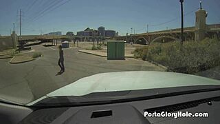 Ebony Girl Sucks White Cocks at Public Gloryhole