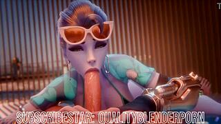 widow deepthroats big cock on beach and swallows cum