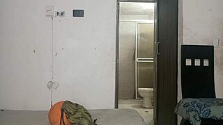 the beautiful latina brunette with light eyes watches her stepbrother bathing in the shower to have sex with him