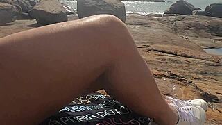 watch this african novinha bent over in doggystyle on beach rocks, watched and interrupted? public gay sex!