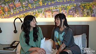 effy cutie and cami strella cheat on vacation, latina brunettes licking and riding in pov