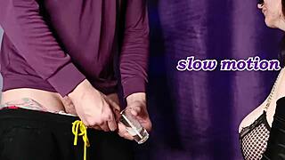 Blindfolded Couple Drinks Cum in Homemade Trick