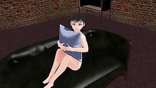 Leo, an anime girl, strips naked in the scene of Engraving