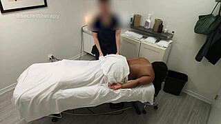 Jessica, thic black student, melted under my special massage on bed